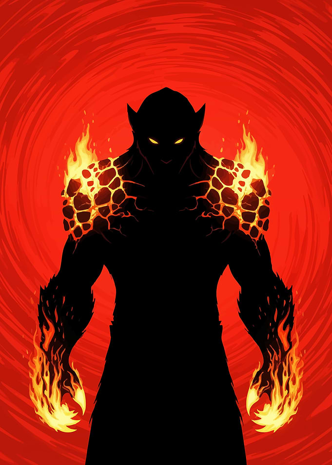 Fiery Demon Silhouette
