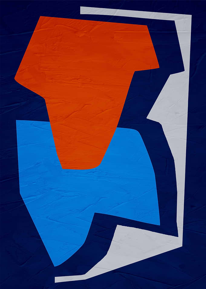 Abstract Shapes in Orange, Blue, and White