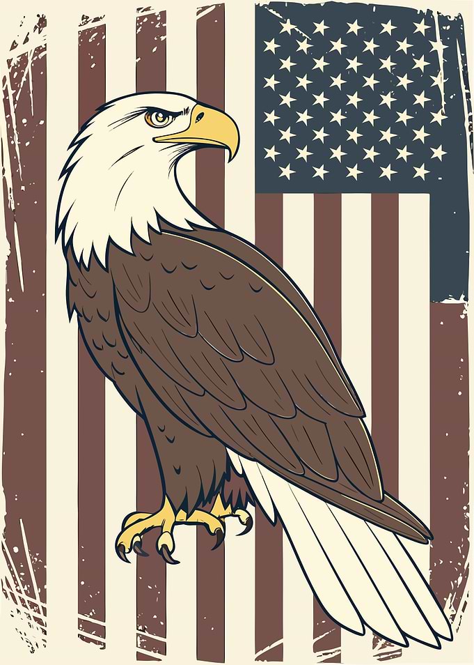 American Eagle with US Flag Backdrop