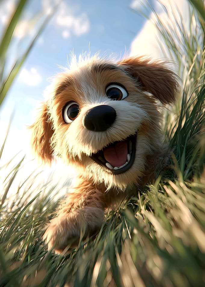 Happy Puppy in the Grass