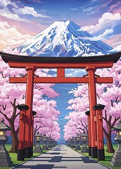 Mount Fuji and Cherry Blossoms