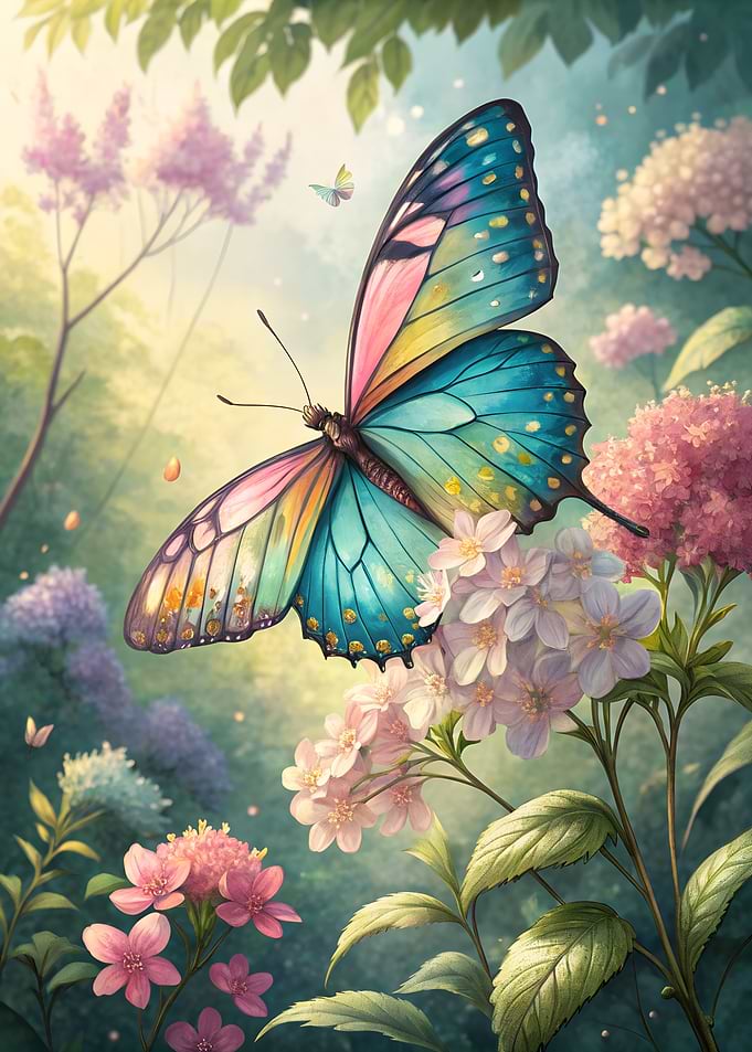 Colorful Butterfly in Floral Garden