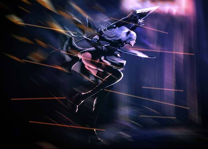Dynamic Anime Girl with Swords
