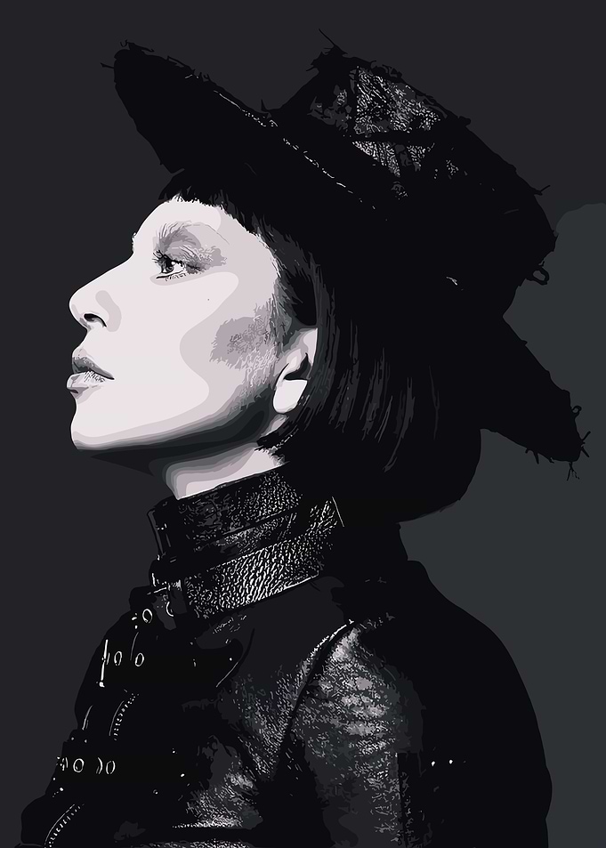 Monochrome Portrait with Hat and Leather