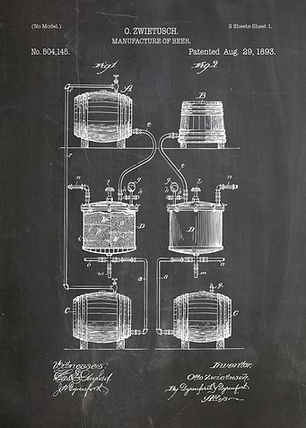 Beer Manufacture Patent Drawing 1893