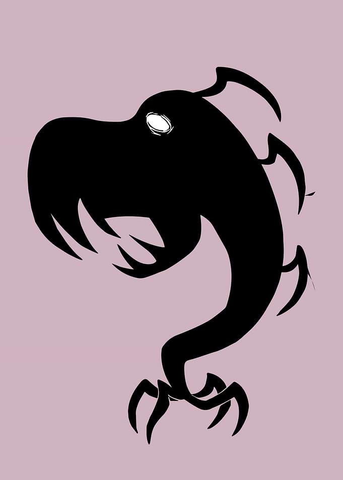 Abstract Black Monster Silhouette on Pink