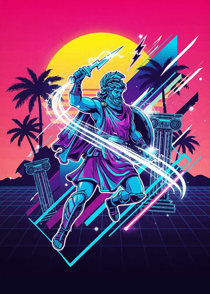 Zeus Retrowave Art
