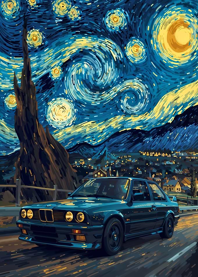 BMW E30 Starry Night Art