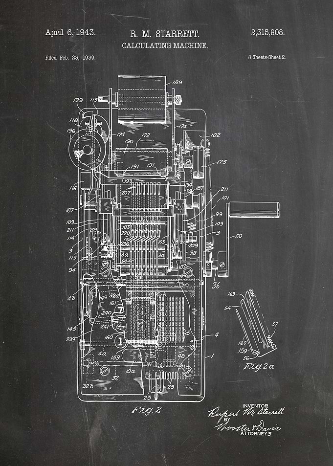 Calculating Machine Patent Blueprint, 1943