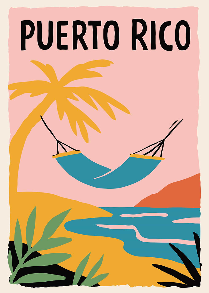 Puerto Rico Beach Hammock Travel Poster