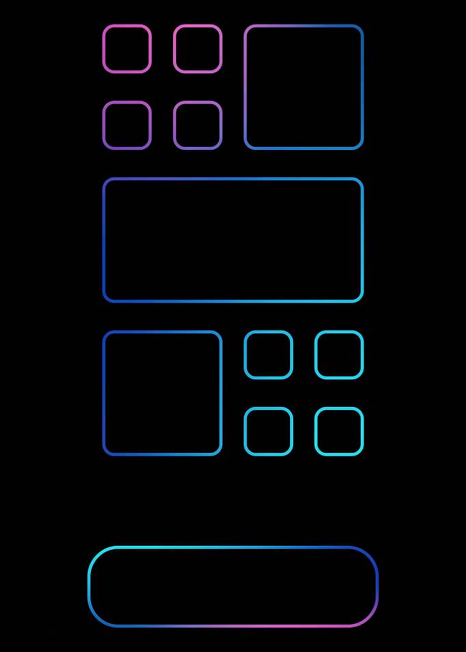 Neon App Layout on Black Background