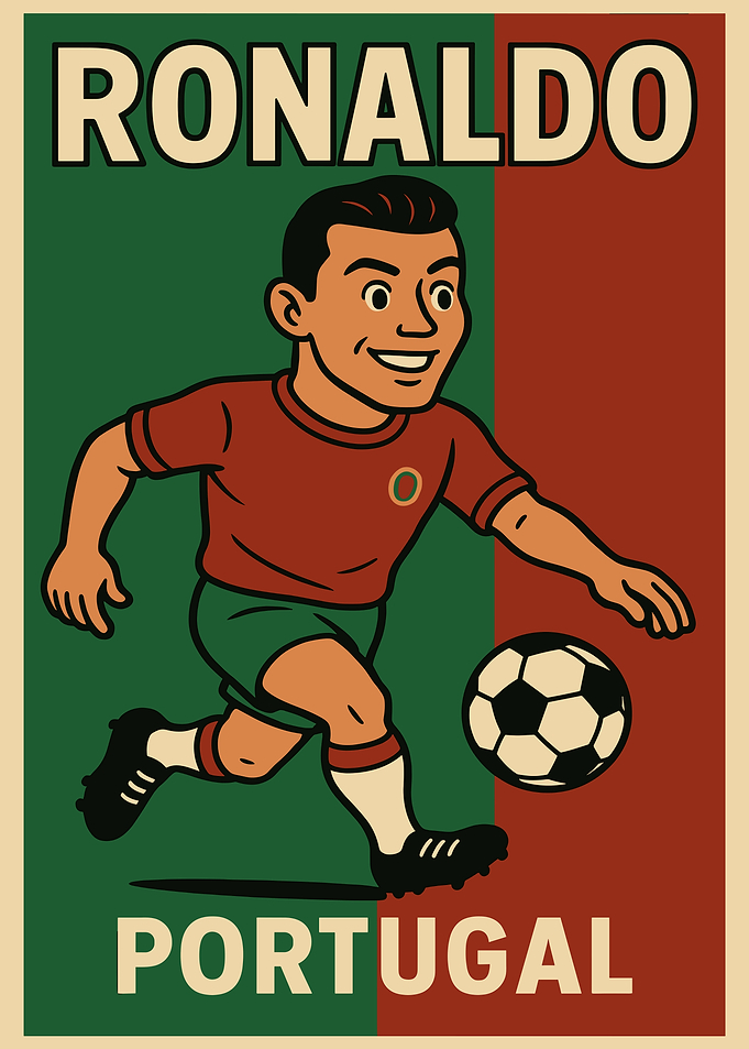 Ronaldo Portugal Soccer Cartoon Poster