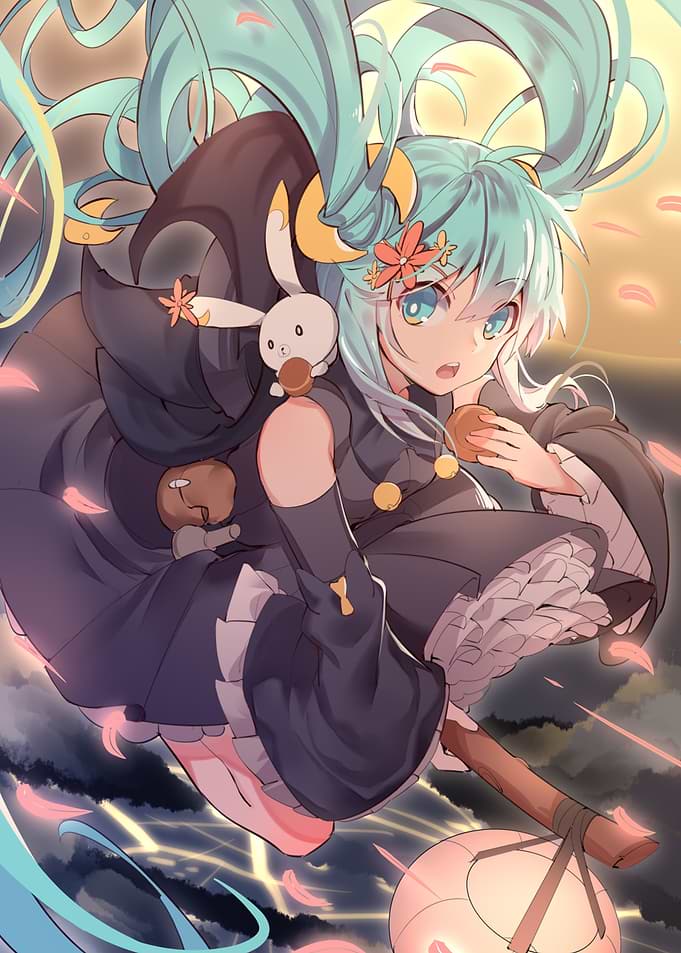 Girl with Lantern and Rabbit
