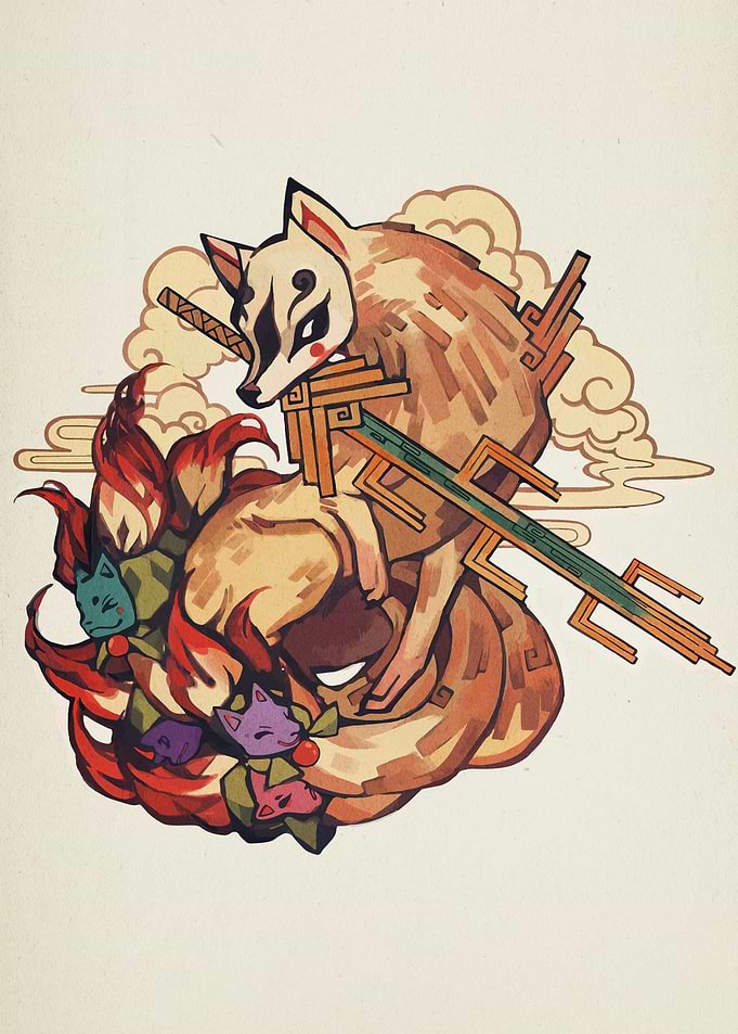 Fox Spirit with Kitsune Masks