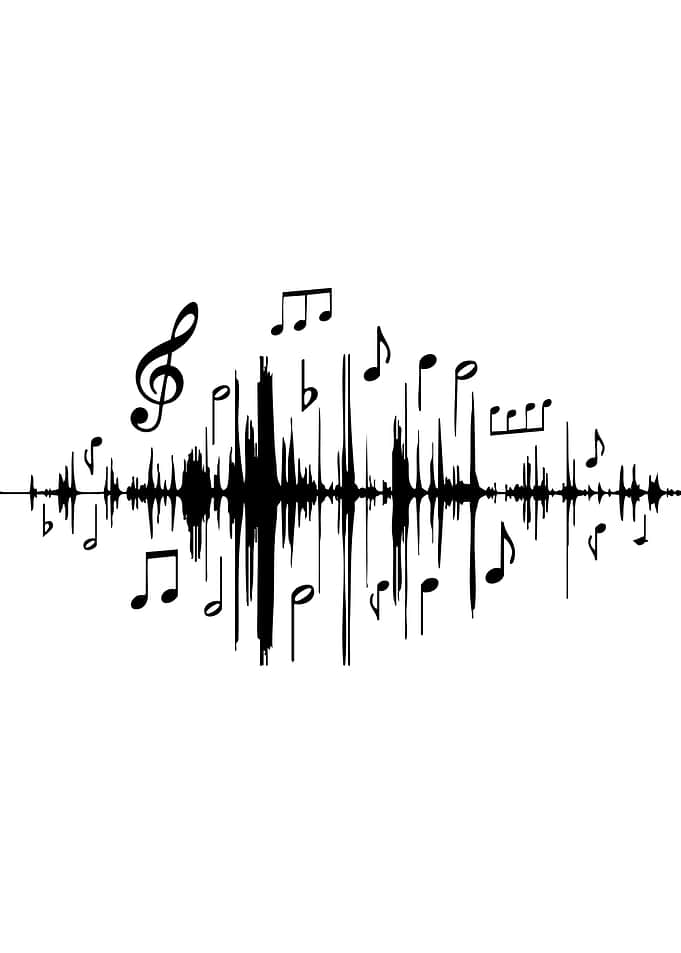 Black and White Music Waveform Art