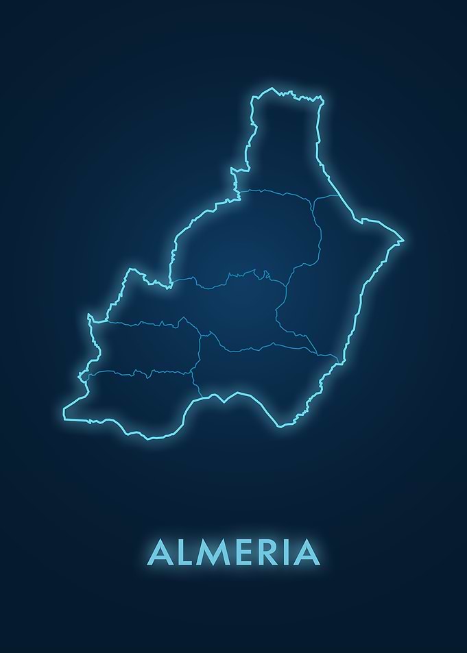 Almeria Map Neon Blue