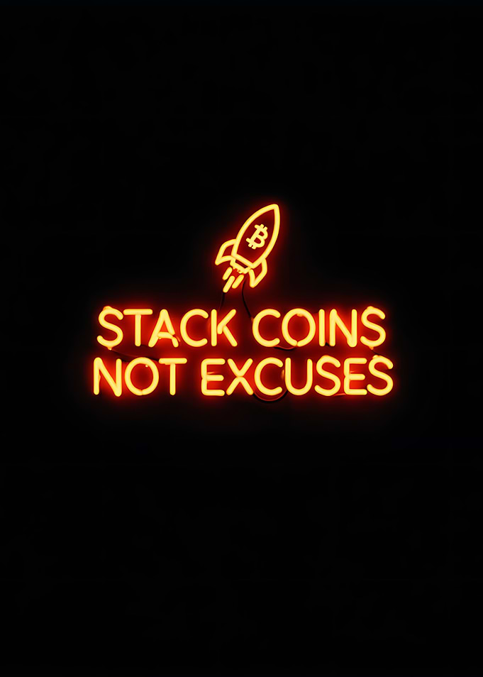 Stack Coins Not Excuses Neon Sign