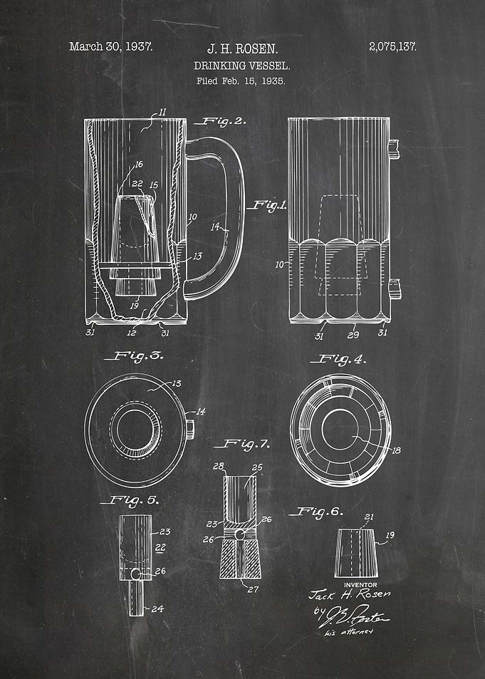 Drinking Vessel Patent Blueprint, 1937