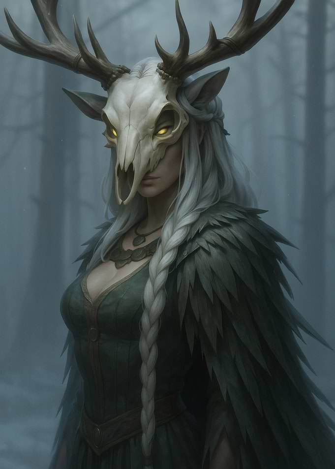 Forest Witch with Deer Skull Mask
