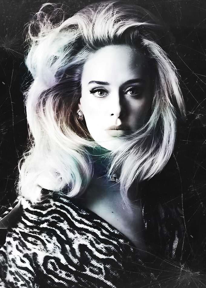 Adele portrait with zebra print