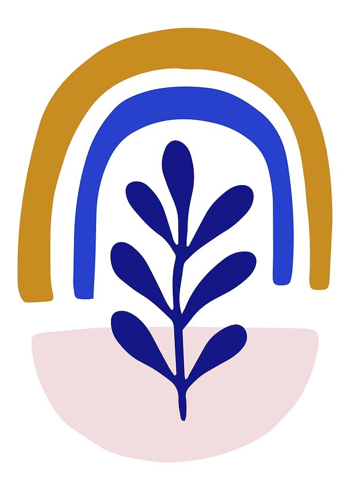 Abstract Plant with Rainbow Illustration