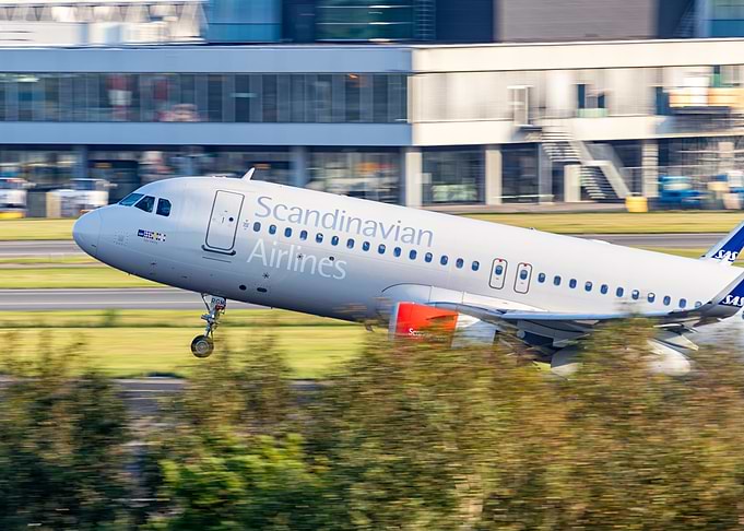 Scandinavian Airlines plane taking off