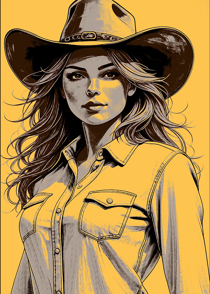Cowgirl Portrait in Pop Art Style