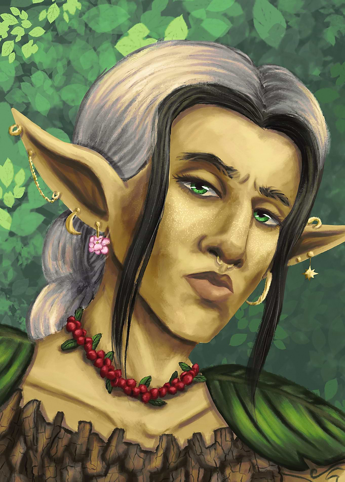Elf Portrait with Berry Necklace