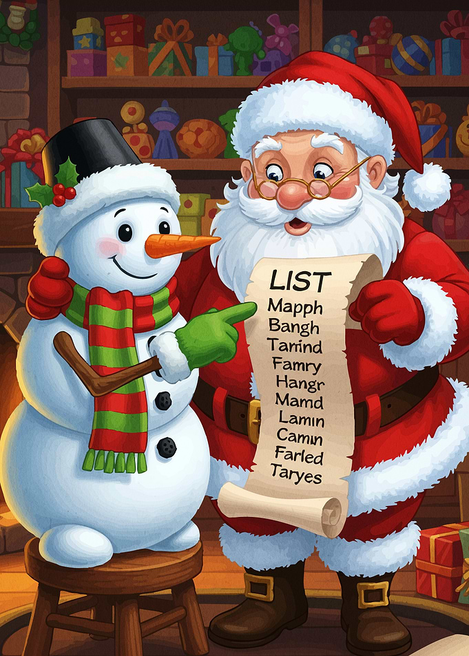 Santa and Snowman Christmas List