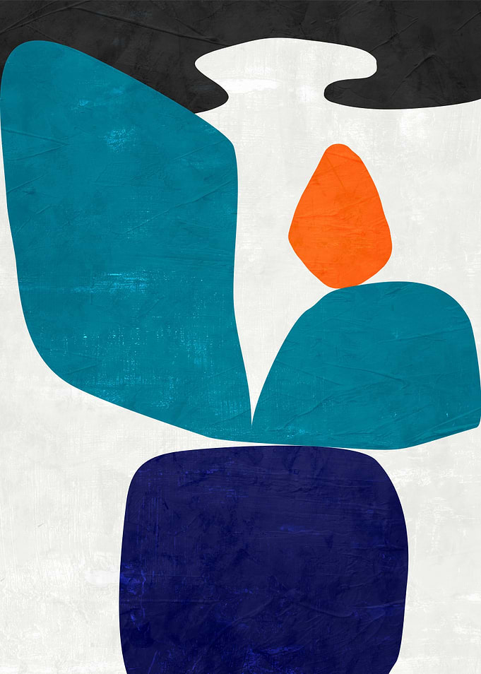 Abstract Shapes in Blue, Orange, Black