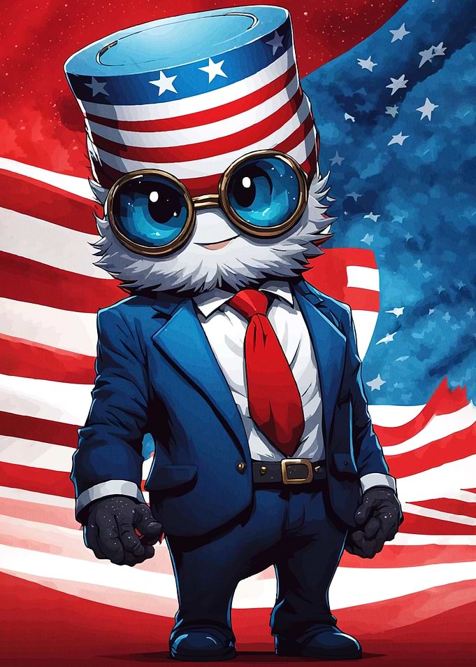 Cartoon Character American Flag