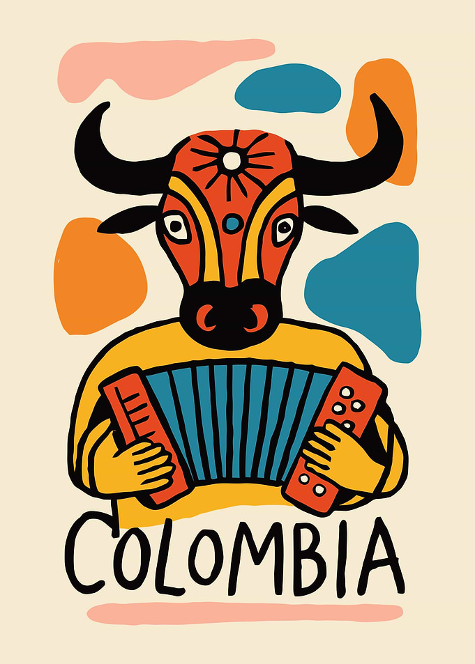 Colombia Bull Accordion Poster