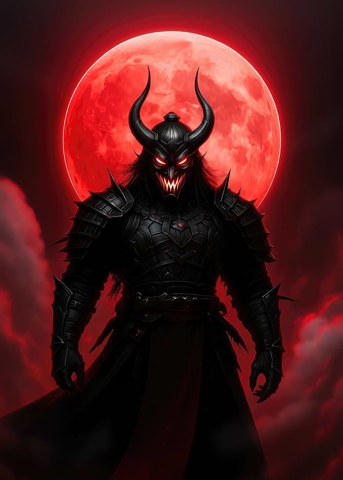 Evil Warrior with Red Moon