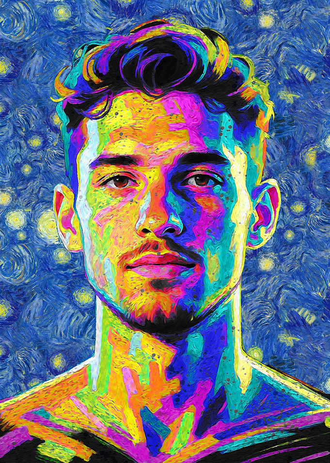 Colorful Portrait in Starry Night Style