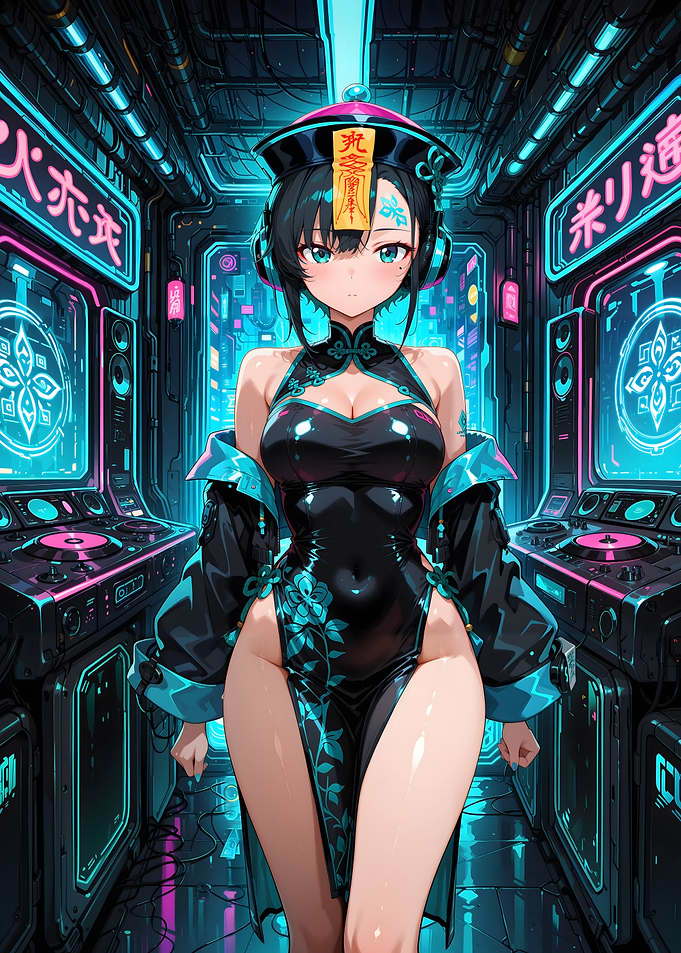 Cyberpunk Anime DJ Girl