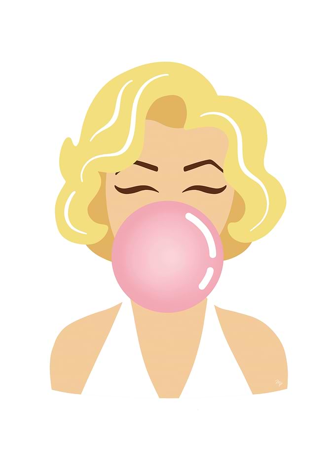 Marilyn Monroe Pink Bubble Gum Portrait
