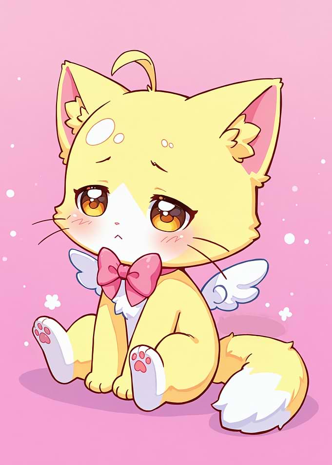 Cute Yellow Cat with Wings