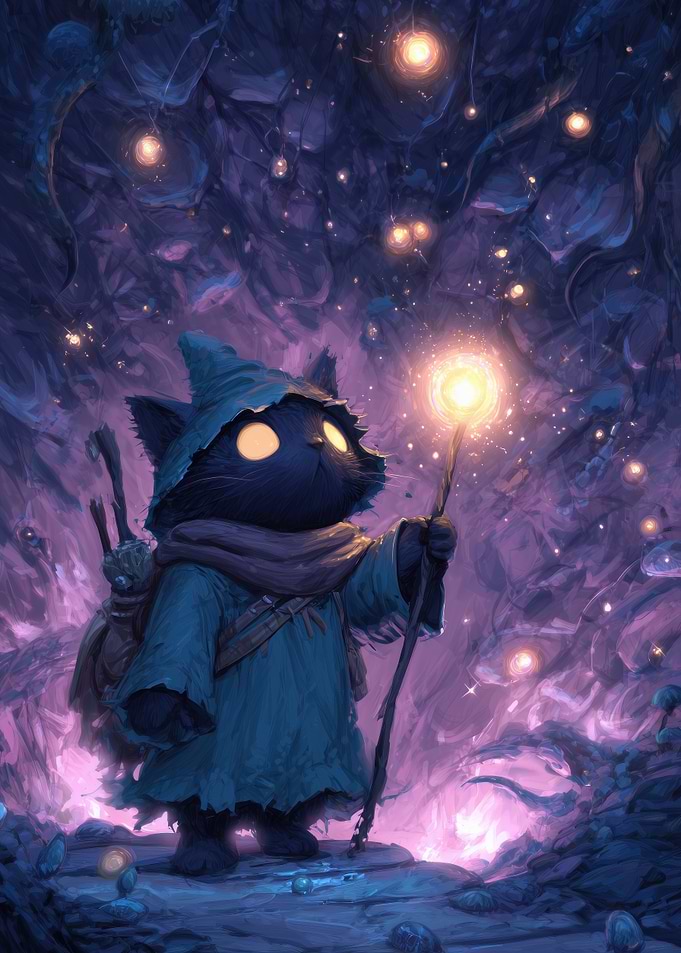 Fantasy tarot card - The Fool Cat
