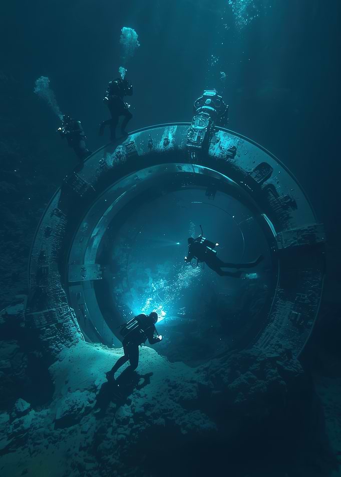 Underwater Portal with Scuba Divers
