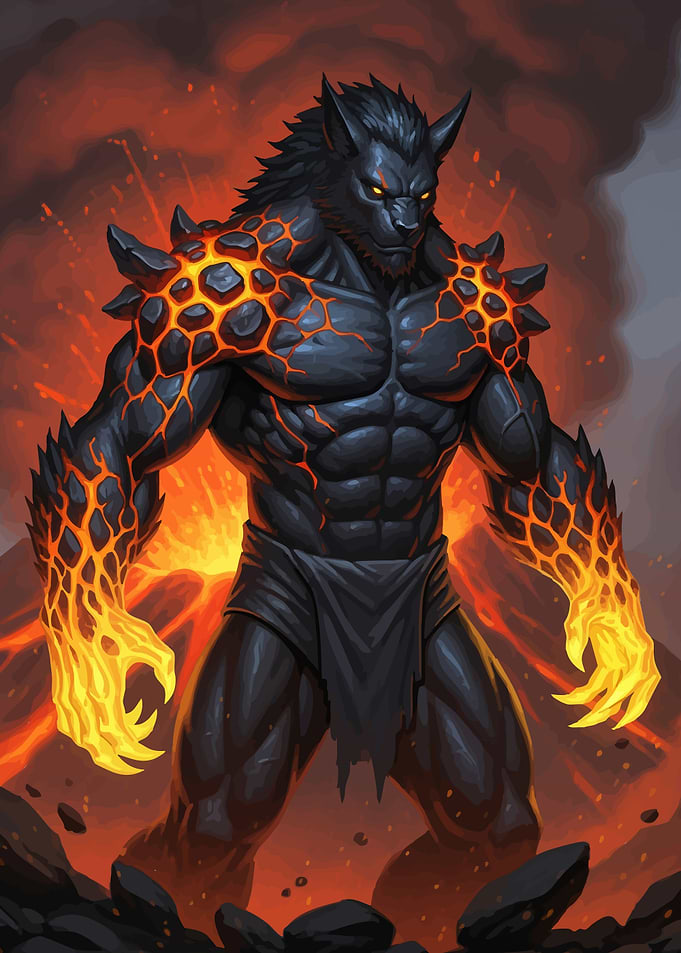 Lava Werewolf Fantasy Character
