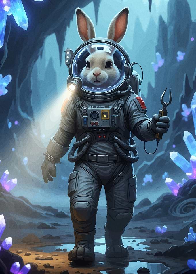 Astronaut Rabbit Crystal Cave