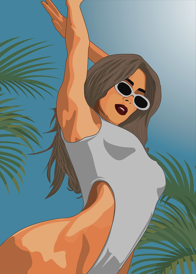 Woman in Swimsuit in summer