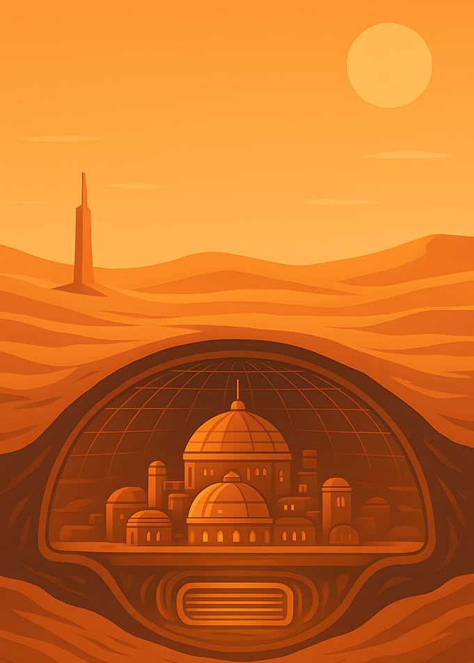Desert Cityscape with Dome Structures