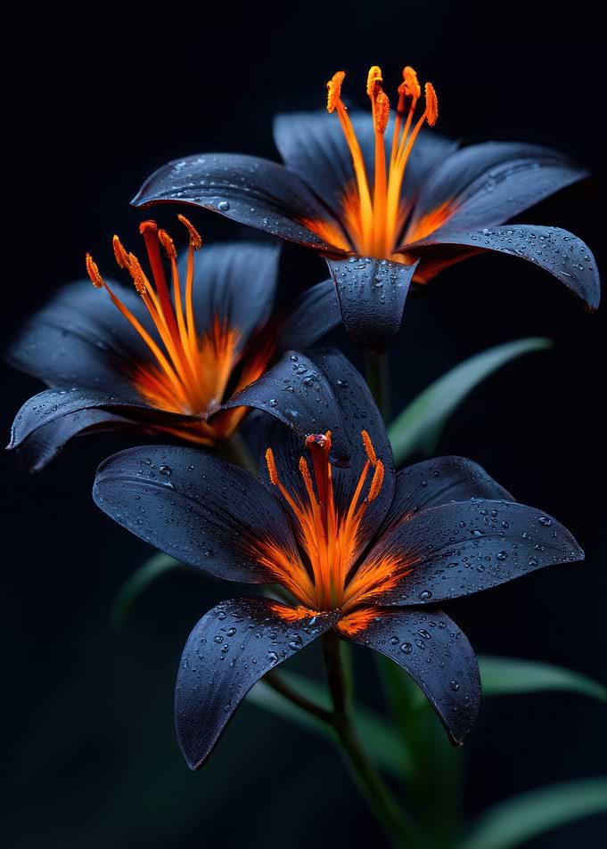 Dark Lilies with Orange Centers