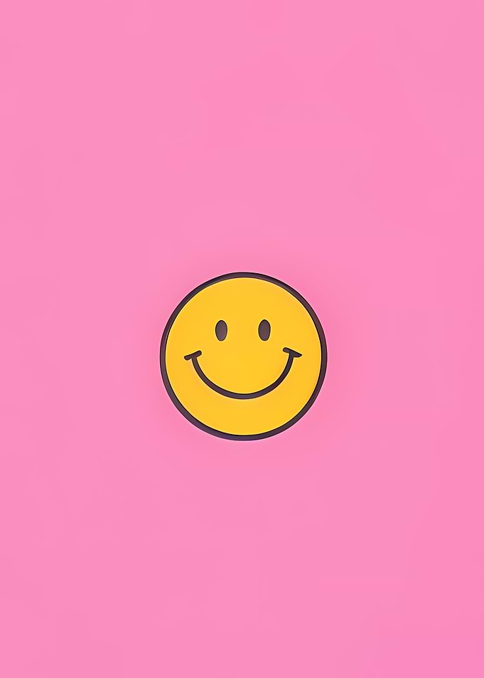 Yellow Smiley Face on Pink Background