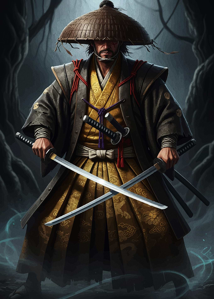 Samurai Warrior with Dual Katanas