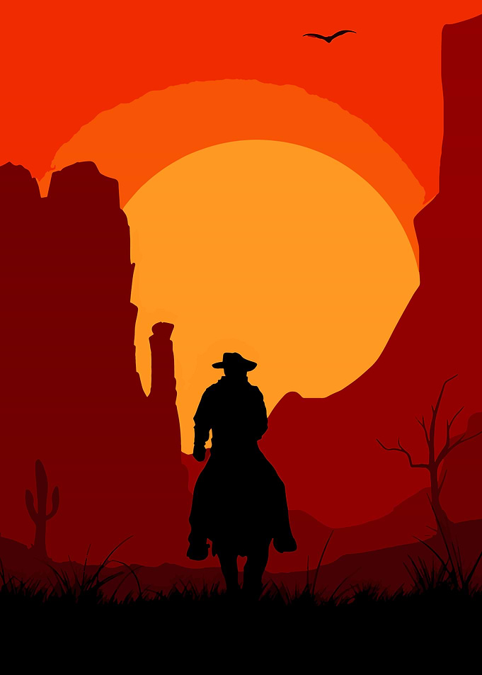 Cowboy Silhouette at Sunset