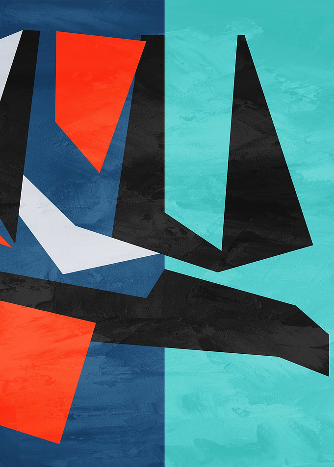 Abstract Geometric Shapes on Split Background