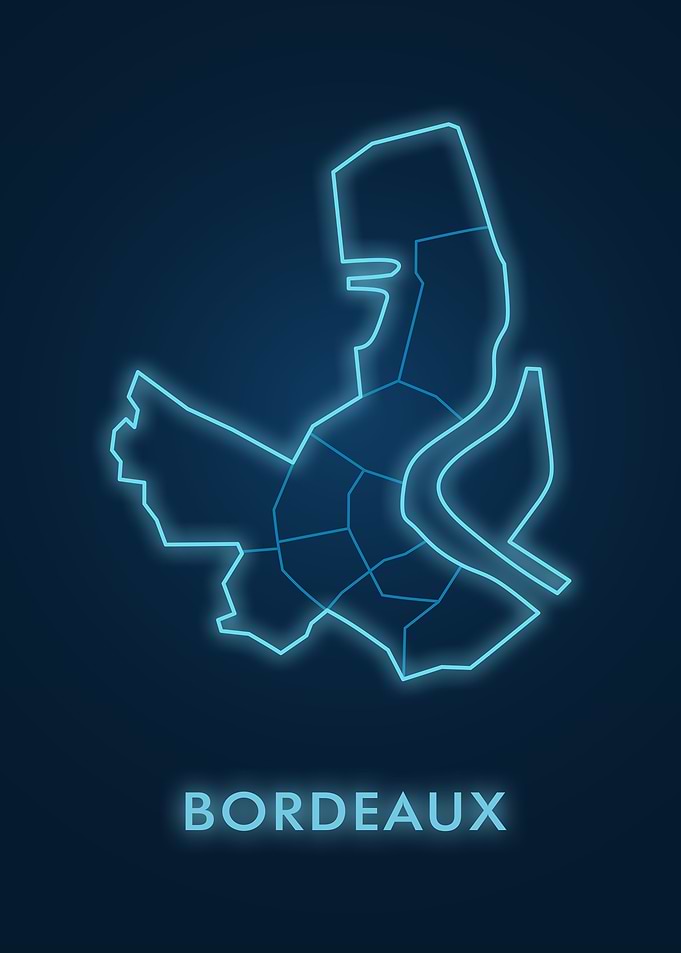 Bordeaux Neon Map