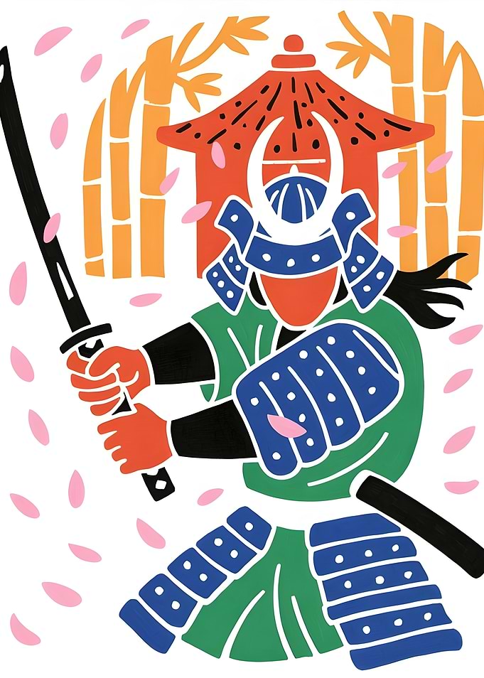 Samurai Warrior with Sword and Armor
